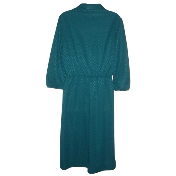 Vintage 70's Sears Perma-Smooth Turquoise Classic Secretary Dress Retro Plus 16 - Picture 4 of 10